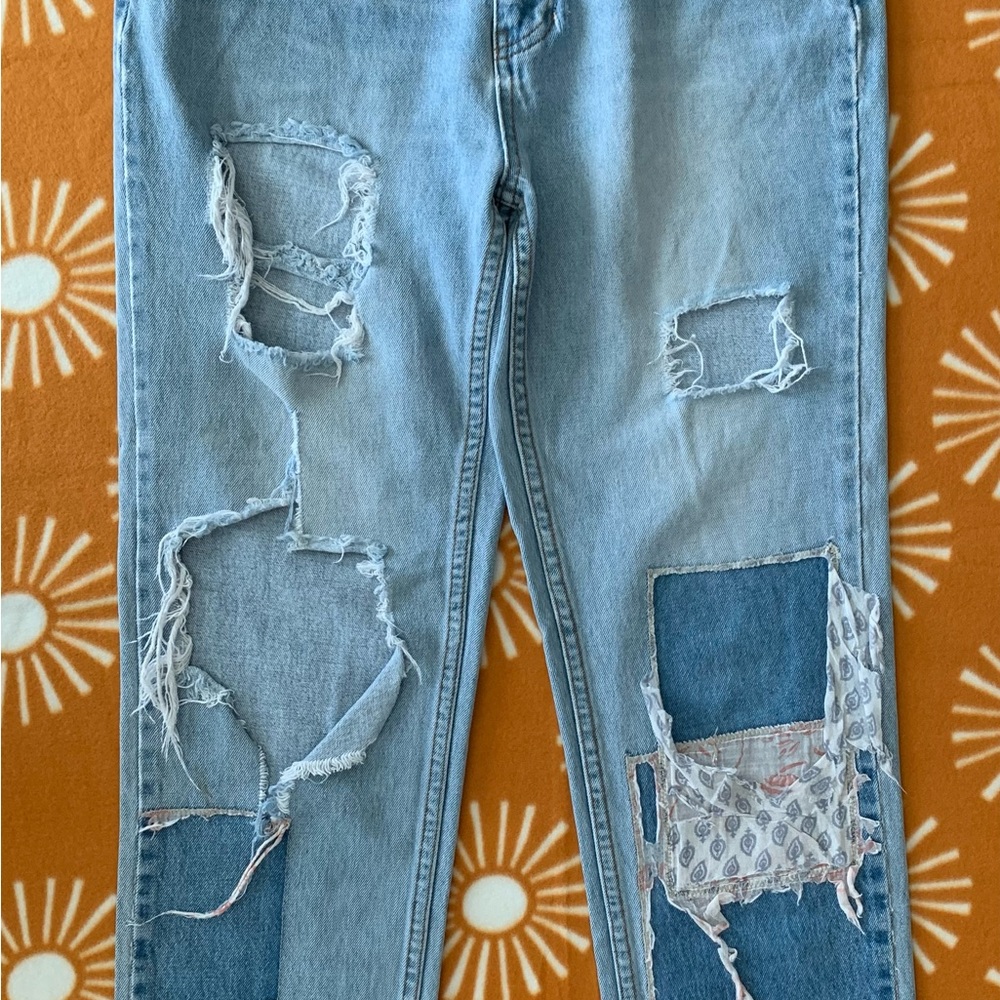 Billabong Patchwork Straight Distressed Jeans Siz… - image 4